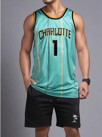 Camisa de basquete masculina nº 1 - respirável, sem mangas com listras e detalhes dourados, uniforme esportivo de poliéster leve para treinamento de verão e uso casual