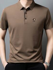 Áo thun polo tay ngắn mùa hè làm mát liền mạch cho nam, trang phục công sở nhẹ nhàng, trang trọng - Cà phê nâu - Xem 4