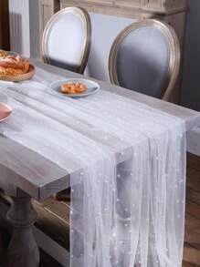 1 Piece Pearl Chiffon Decorative Table Flag Wedding Decoration Tablecloth Indoor And Outdoor Table Decoration Cloth Solid Color Beautiful Background Cloth Wedding Supplies