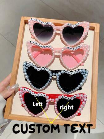 1pc Personalized Letter/Number Casual Cute Polycarbonate Heart-Shaped Party/Outdoor Fashion Glasses, Simple & Versatile, Suitable For Girlfriends, Mother's Gift, Daily Wear, Spring/Summer