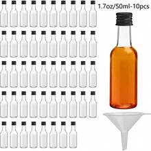 10/25/40/75/80/200個迷你酒瓶，0.83oz、1.7oz、3.3oz容量，附螺紋蓋的塑料空迷你瓶，小型酒瓶，飲料容器，酒瓶，可重複使用的空烈酒瓶，果汁瓶，酒精瓶，醬料瓶，適用於婚禮派對、聖誕派對用品、便攜式配件收納 - Black Cap - 查看 17
