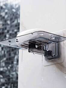1pc Transparent Wall Mounted Soap Dish With Draining Rack - No-Drill, Traceless Crystal Soap Tray For Bathroom Organization And Storage