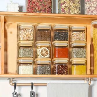 1 个带竹盖的玻璃香料罐 - 5.1 盎司（150 毫升）密封储存容器，适合厨房使用，非常适合调味料、咖啡豆、茶、糖、香草、香料、盐、胡椒，透明玻璃