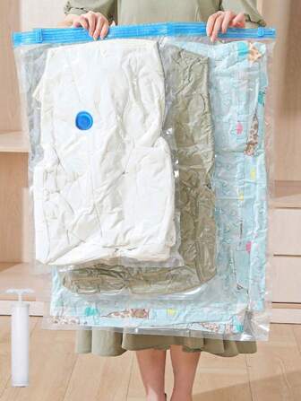 10 件衣物收纳压缩袋、开学季真空收纳袋、大容量节省空间袋、带手动泵的密封袋、旅行衣物收纳袋、服装保护袋、搬家行李袋、衣服、被子、毯子和床上用品密封器。