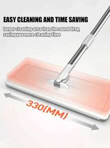 1 Set, Flat Floor Mop Bucket Set With 2 Microfiber Mop Pads, Easy Self-Wringing Cleaning Mop Bucket Wet And Dry, For Cleaning Laminate Hardwood Tile Floors White