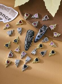 8 Stücke mehrfarbige Gothic Stil 3D Teufelsherz Strass Nail Art Dekorationen, mit Kupfer Zirkonia besetzt, Y2K Metallic Charm, DIY Salon Kunstbedarf, Nagelschmuck, Nagel-Accessoires, Fake Nagel Deko