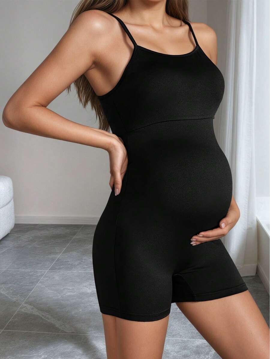 Pregnant Women's Solid Color Polyester Knit Jumpsuit, Daily Wear Spring/Summer (YY248)