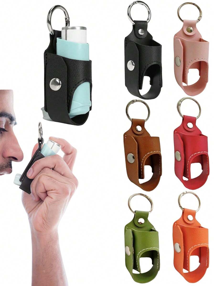 1/2 piezas Portainhalador de asma, bolsa de almacenamiento para spray para la tos, estuche portátil ligero de PU para inhalador de asma para adultos (inhalador no incluido), bolsa de almacenamiento antibacteriana para botella de spray, bolsa portátil de almacenamiento para medicamentos, estuche (solo soporte), adecuado para asistencia, viaje, compras. Regalo ideal para familiares y amigos, Navidad, Halloween - Multicolor - Ver 1
