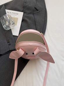 Women Cute Cartoon Pig Shoulder Bag, Fashion Personalized Daily Crossbody Messenger Bag Suitable For Casual, Shopping, Dating, Party