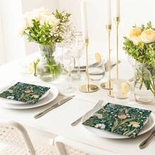 20 Stücke/40 Stücke/60 Stücke/Set, Retro-Blumen-Papierhandtuch, Retro-Frühlingsblume, Einwegserviette, Tulpenblumen-Papierhandtuch, grüne Pflanzendekoration, Mittagessen-Serviette, Partyzubehör, Tischdekoration, 6,5 x 6,5 Zoll