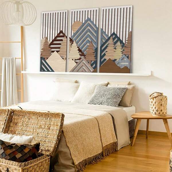 Juego de 3 piezas de decoración de pared de madera, decoración de madera hueca, letreros de madera colgantes, decoración artística de pared, manualidades para cocina, baño, sala de estar o entrada, perfecto para decoración navideña de pared