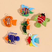 1/3/6/12/24/48 piezas Peces tropicales de dibujos animados, artesanía de vidrio fundido, colgante DIY para collar, ropa, decoración colgante, accesorios, decoración del hogar y festividades