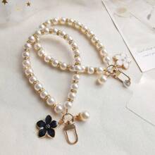 1 Set Fashion Pearl Extension Chain, Sakura & Camellia Flower Phone Lanyard, Water Cup Lanyard, Handbag Strap Chain