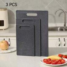 3PCS Marble Chopping Board Set Kitchen Food Prep Board Cooked Uncooked Separation Household Fruit Cutting Marble Texture Cutting Antibacterial And Mildew Cutting Board Plastic Kitchen Vegetable Dishwasher Friendly Healthy Imitation Marble Cutting Board Plastic Kitchen Fruit And Vegetable - Multicolor - View 2