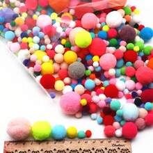 10mm-30mm Colorful Fluffy Plush Pompoms Glitter Pom Poms Balls Assorted Size Pon Pon Balls For Hobby Supplies And DIY Creative Crafts Party Decoration - Multicolor - View 3
