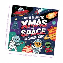 1PC (XMAS-SPACE) Coloring Book, Space Scene Cute And Terrifying Aliens Colouring Book, Premium Soft Leather Color Book, Bold And Simple Pattern Design, Easy To Design, Showcasing Life Scenes, Very Suitable For Christmas, Halloween , Lover Gifts, Very Suitable For Friends, Family And Colleagues, Relaxing Body And Mind, Comfortable Patterns, Relieving Stress, Back To School Gift - Space Scene - View 7