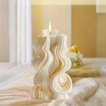 1 Stück Silikonform für duftende Kerzen im Wellendesign - asymmetrisches Wassermuster, geeignet für Harz- und Gipshandwerk, dekorative Säulenkerzenherstellung, herbstliche Geschenkideen