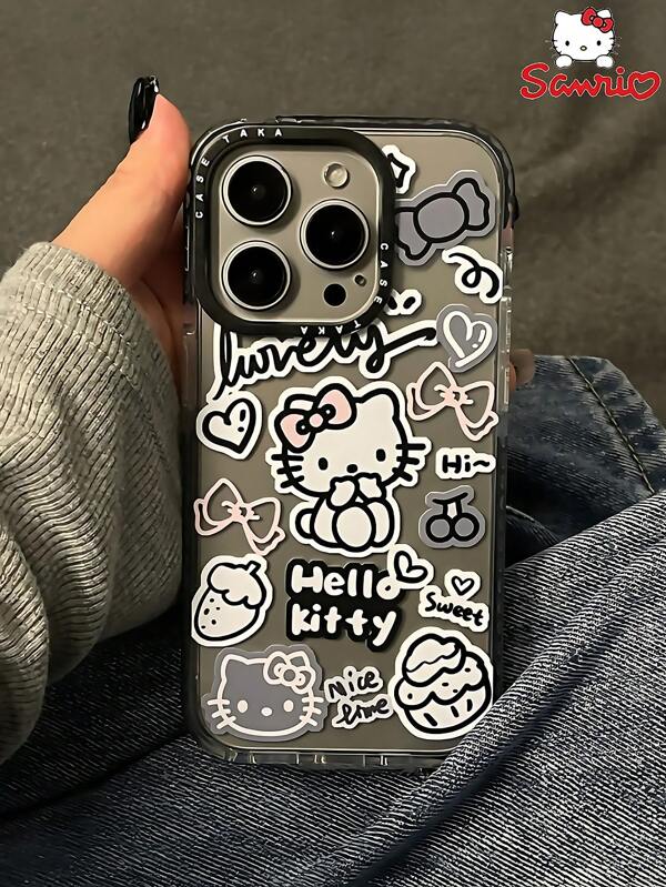 Sanrio 1 PC Cartoon Ins Strawberry Hello Kitty Capa para iPhone, Material TPU e Estilo Fofo e Doce, Adequado para Festa na Piscina da Escola e Trabalho, Série Iphone 16/15/14/13/12/11, Série X/Xs/Pro/Pro Max/Plus, Presentes de Natal para Amigas