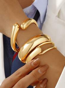 1pc Minimalist Aesthetic High-Quality Unique Design Asymmetric Water Drop Hollow Metal Bangle Bracelet, Versatile For Evening Party, Daily Wear, Office, Bar, Music Festival, Wedding, Business Events, Gift