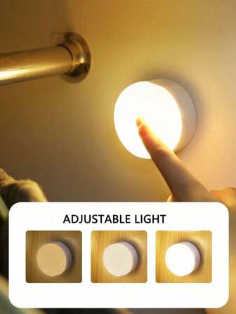 1pc Portable Dimmable Lighting Lamp, Warm/White LED Wall Wardrobe Light, Bedside Push Button Lamp, Batteries Not Included