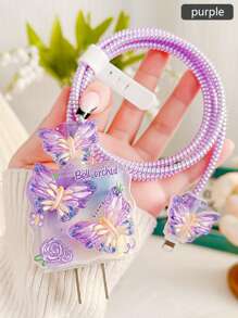 5pcs Butterfly Wave Data Cable Protector Compatible With Apple 18W/20W Charger, Fits 16/15/14 And Other Phones Charger Protector