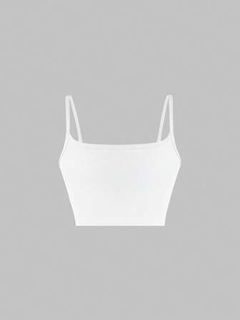 XLLAIS 性感露背修身女式吊带背心 Y2K 夏季弹力休闲细肩带白色短款上衣