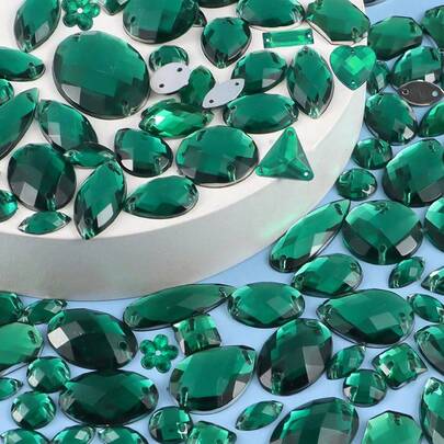 1 包 500 件混合尺寸亚克力平底缝制水钻水晶亚克力宝石钻石工艺品 DIY 装饰适用于连衣裙、服装、鞋子、包包