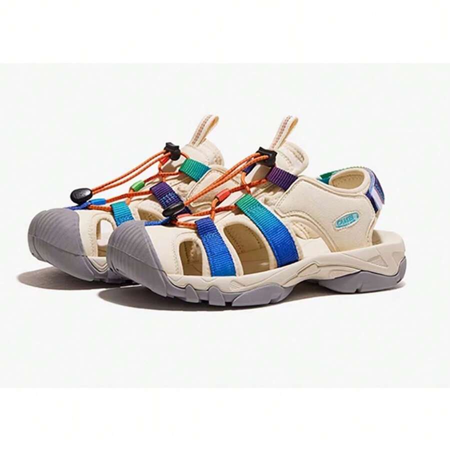 CAMEL CROWN صنادل نسائية، صنادل صيفية مغلقة الأصبع، أحذية رياضية شاطئية قابلة للتنفس مانعة للانزلاق، أحذية مائية متينة للتنزه - الأرز/قوس - مشاهدة 1