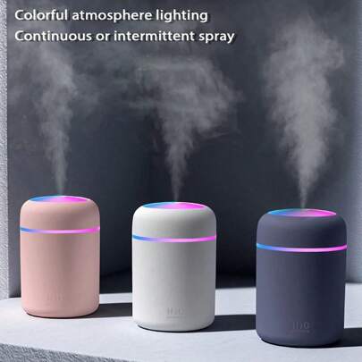 Miniaturowy nawilżacz powietrza o pojemności 300 ml, urządzenie do dyfuzji olejków eterycznych USB, z kolorowymi światłami otoczenia, automatyczne wyłączanie bez użycia wody, odpowiednie na różne okazje, np. do sypialni, salonów, biur, samochodów itp.