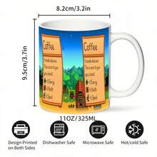 Stardew Valley-Inspired 11 Oz Ceramic Mug – Retro Pixel Game Design Coffee Cup – Energy & Health Boosting Gamer Beverage Holder – Unique Gift For Friends & Family, Suitable For Ages 14+ - màu xanh lá - Xem 7