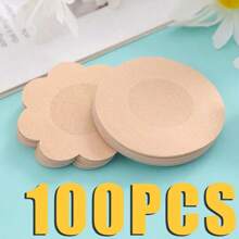 100PCS Cloth Nipple Cover Teat Hide Women Disposable Nipple Pasties Piece Breast Petals Invisible Bra Padding Chest Sticker Patch Covers No Marks Prevent Exposure