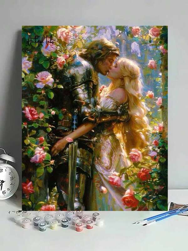 1 Set "Amantes Apasionados" Kit de pintura digital DIY, perfecto para la decoración del dormitorio y la decoración de paredes con arte, método de pintura simple pero divertido que no requiere experiencia previa en pintura. Cumple tu sueño de artista y sumerge en el mundo de los colores, cada pincelada es autoexpresión, agrega romance a la vida, mejor regalo para familiares y amigos, 40*50CM