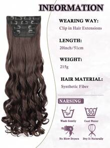 Clip In Hair Extensions, 20 Inch Long Wavy 4PCS Hair Extensions Natural Soft Synthetic Fiber High Temperature Heat Resistance Clip In Hairpieces For Women Weddings Party Daily Use