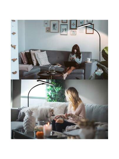 Vloer Lamp LED Living Room Dimmable Zwart Reading Verlichting 156CM Moderne 10W Touch Office Light, Timer Memory Function Bedroom Adjustable Gooseneck view 4