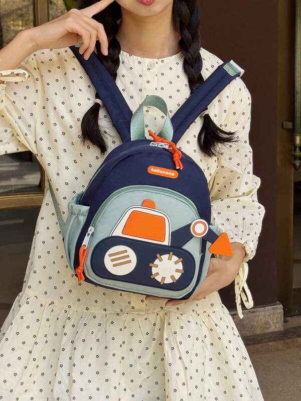 Girls' Cartoon Multi-Color Small Backpack, Moped Patchwork Bag, Cosmetic Bag, Cycling Bag