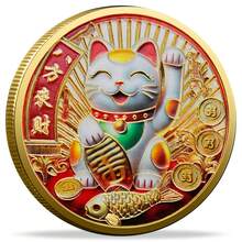 Maneki-Neko Lucky Cat Challenge Coin For Teenagers - Gold - View 4