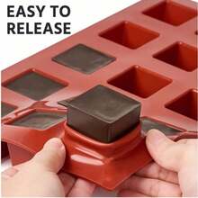 1 件方形硅胶模具，15 腔 3D 立方体慕斯蛋糕烘焙模具，法式甜点模具，适用于巧克力、布朗尼、芝士蛋糕、果冻、蜡融化、蜡烛 - 巧克力棕 - 查看 5