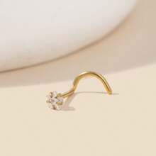 1/5pcs Fashion Charming Minimalist 316L Stainless Steel Inlaid Heart, Star, Geometric, Round, Square Zirconia Unisex Nose Rings, Disposable Piercing Tools, Body Jewelry Accessories, Great Gifts
