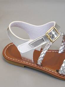 Summer Kids Flat Sandals, Woven Strap Decor. Suitable For Beach Holiday, Travel, Shopping, Casual Home Wear