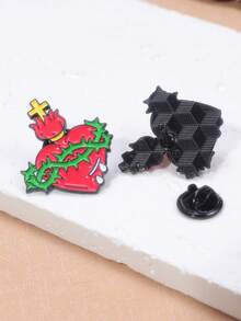 1pc Elegant Alloy Religious Cross, Heart, Book Brooch Vintage Unique Anti-Wardrobe Malfunction Clothing Accessory - Alloy Jewelry Brooch - View 15