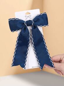 1 pieza Lazo de pelo azul marino para niñas, hebilla de cocodrilo con lazo de cinta de grosgrán de unicolor, elegante accesorio de pelo para bodas, fiestas, vacaciones, para bebés, niños pequeños y niños, accesorios para el cabello