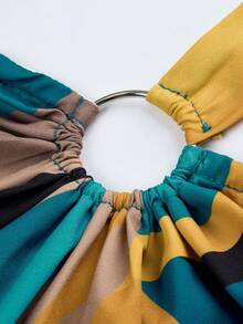 Summer Fruit Green Solid Color, Single Shoulder Sleeveless Design With A Circular Ring, Women's Long Dress, For Home Leisure, Beach Vacation And Travel - Greenish Yellow - View 7