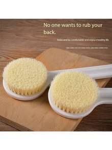 1 White Long Handle Bath Brush, Multi-Functional Back Exfoliating And Shower Cleaning Brush - White - View 3