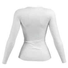 Kit 3 Women's Thermal Shirt UV Protection 50+ Second Skin T-Shirt Blouse Cold Mesh Gym Long Sleeve F7 NEW STYLE - trắng - Xem 3