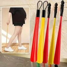1 extra langer flexibler Plastik-Schuhlöffel, Schuhlöffel, löffelförmiges Schuh-Accessoire, verschiedene Farben, komfortabler und praktischer Schuhhelfer, geeignet bei Rücken- und Mobilitätsproblemen