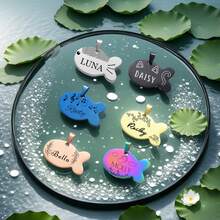 1PC Fish-Shape Dog Cat Personalized Pattern & Name Pet Tags - Double Sided Engraved Pet Name Tags For Pets Double Sided Stainless Steel Pet Id Tags - Multicolor - View 7