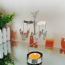 Home Decoration Festival Angel Metal Rotary Candle Holder Stainless Steel