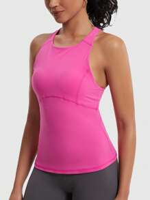 MathCat MathCat Débardeur de fitness dos croisé pour femme - Soutien-gorge intégré, col roulé, sport, yoga, gym