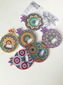 1pc Bohemian Style Pomegranate Shaped Symmetrical Floral Pattern Debossed Gold Foil Magnetic Bottle Opener, Suitable For Home Decor, Daily Use And Birthday/Holiday Gifts