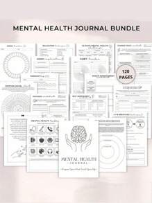 Journal de santé mentale de 120 pages, coffret de journal de santé mentale - pour le soulagement de l'anxiété, le suivi des soins personnels et les exercices de relaxation